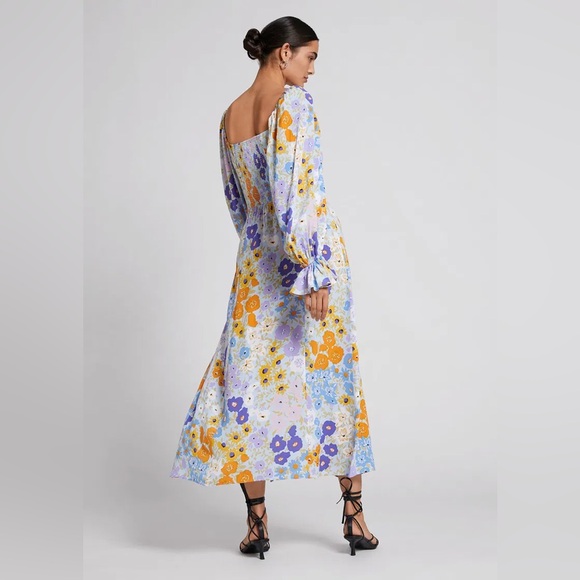 & Other Stories Relaxed Double-Puff Sleeve Dress in Multi Floral size 12 - Picture 2 of 4